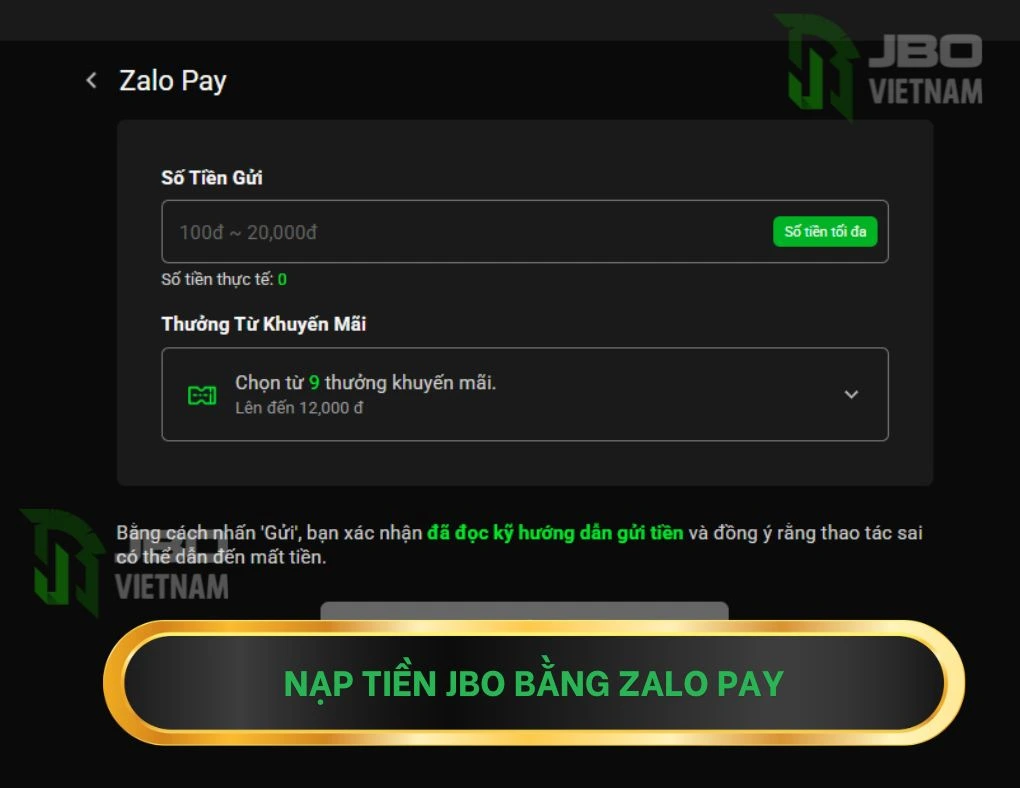 Nạp tiền bằng Zalo pay