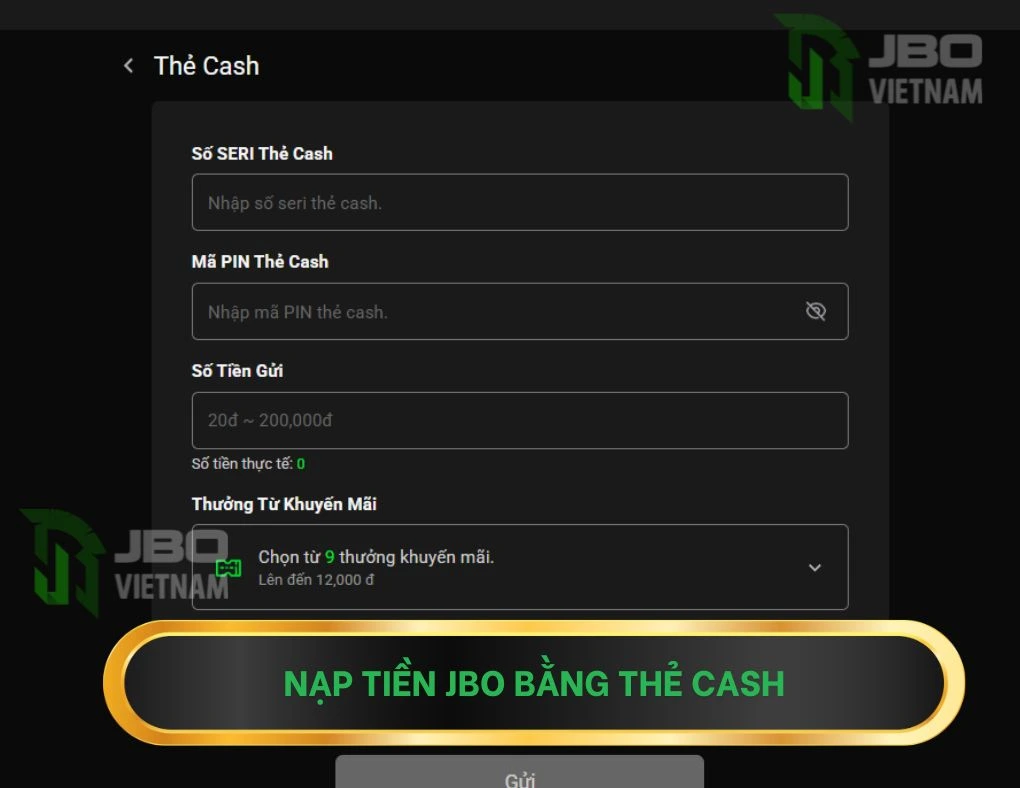 Nạp tiền bằng thẻ cash
