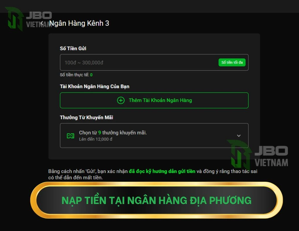 Nạp tiền qua ngân hàng điện phương
