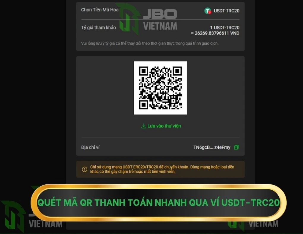 Quét QR để Thanh toán nhanh qua ví USDT