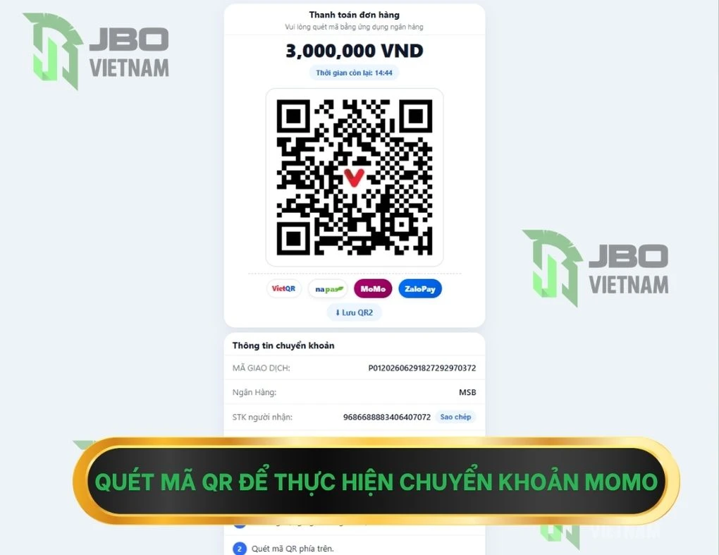 Quét mã QR để chuyển khoản Momo pay