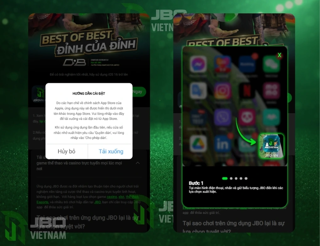 Nhấp tải xuống để bắt đầu tải ứng dụng JBO trên Ios