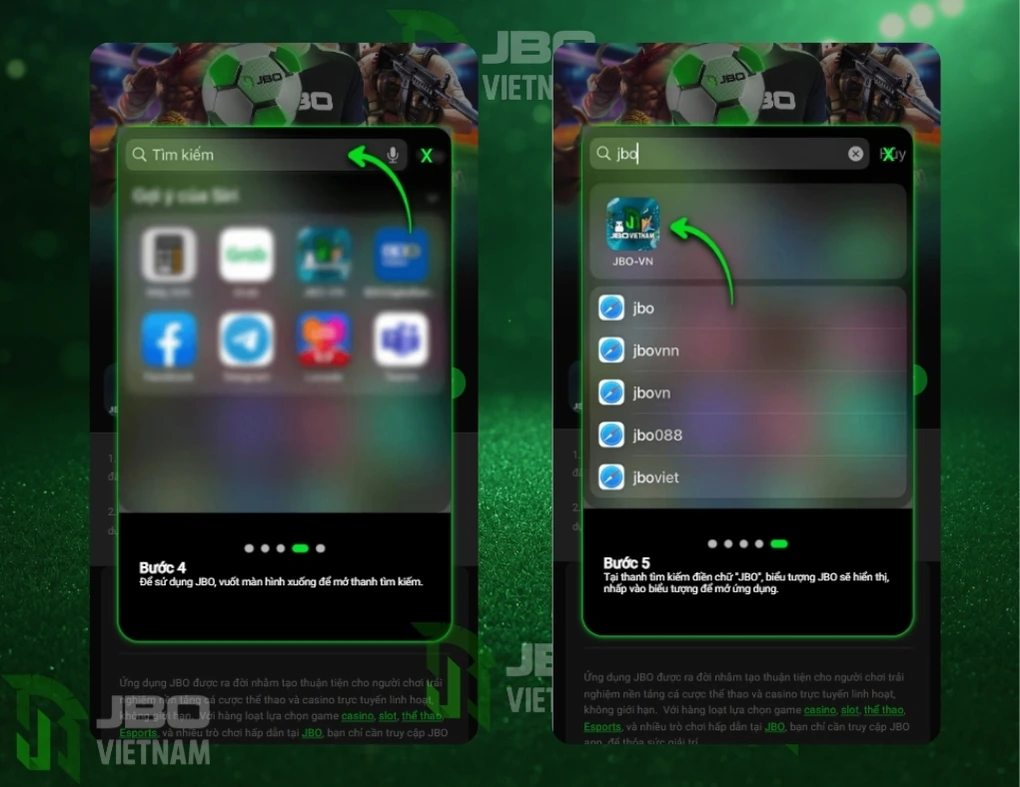 Bước 4 và 5 tải ứng dụng JBO trên Ios