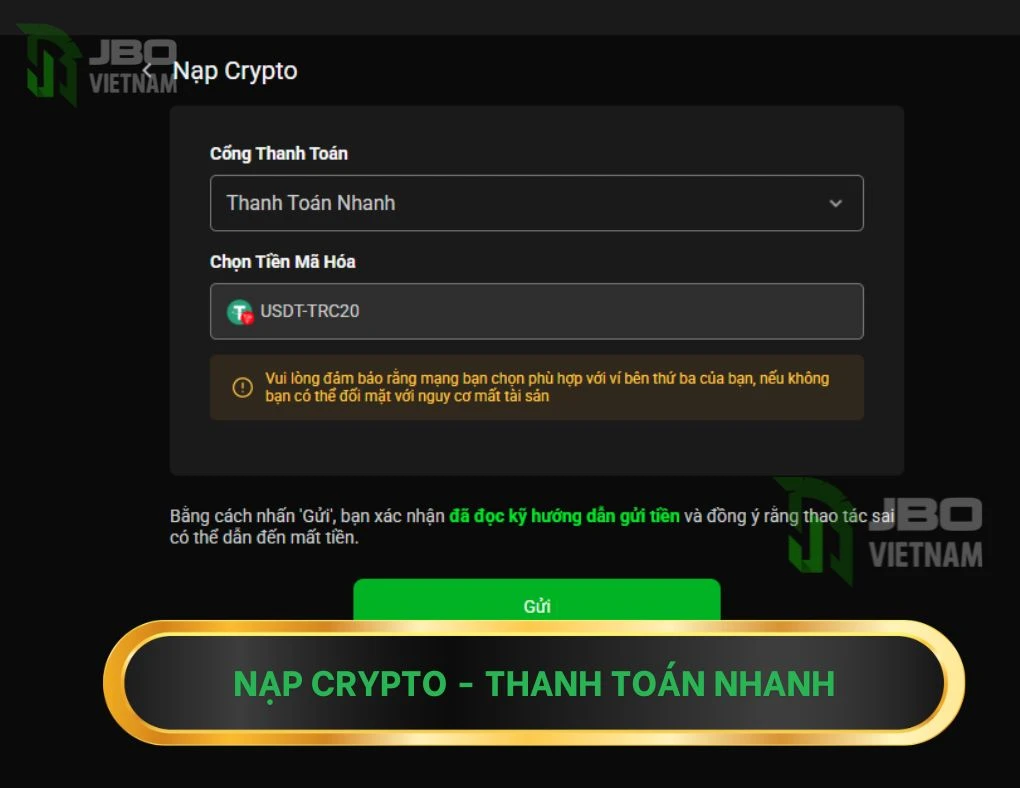 Nạp crypto thanh toán nhanh